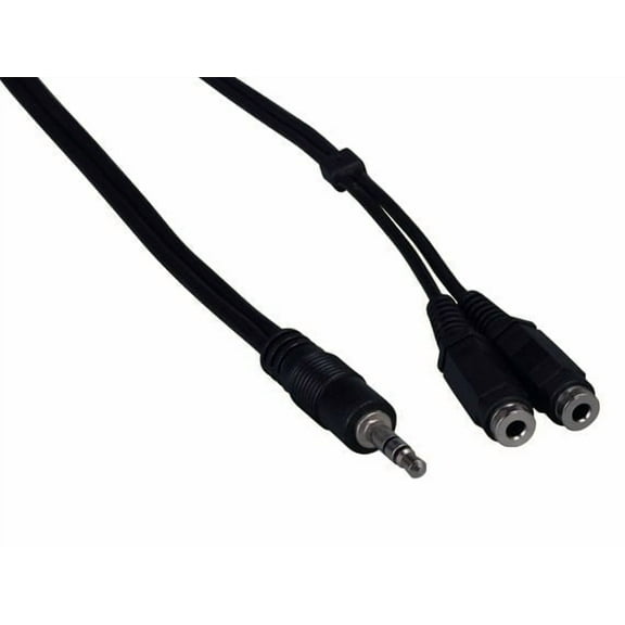 Cable Leader 6ft 3.5mm Stereo Male to Two 3.5mm Stereo Female Audio Cable, Black