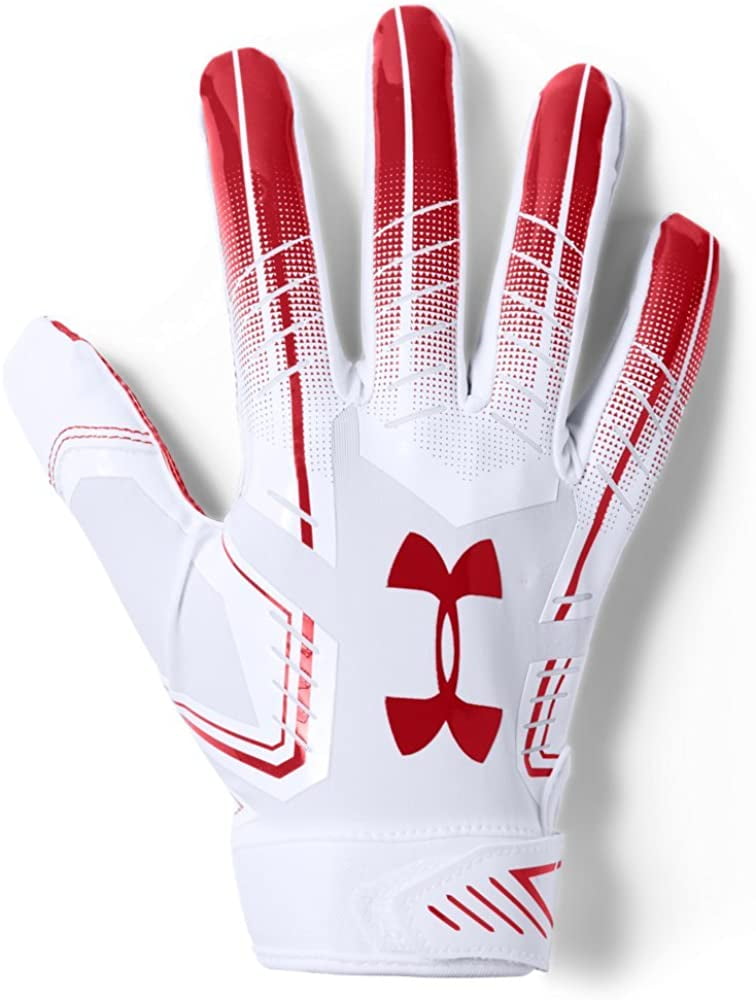 Under Armour Men's F6 Football Gloves, White (102)/Red, Medium