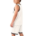 thumbnail image 5 of ATOGUTA Boys Summer Outfits Sleeveless Tank Tops and Workout Shorts Set 2 Piece Clothing Set Size 0-15, White, 5 of 7