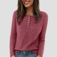 thumbnail image 4 of felwors Womens Long Sleeve Henley Shirts Button Down Tunic Tops Fall Lightweight Sweaters Business Casual Blouses 2025 Watermelon Red, XL, 4 of 6