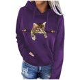 thumbnail image 1 of Mujeres Casual Gato Impreso Pullover Manga Larga Con Capucha Bolsillo Blusa Sudaderas Con Capucha Tops Sudaderas Fridja  hkj5344, 1 of 5