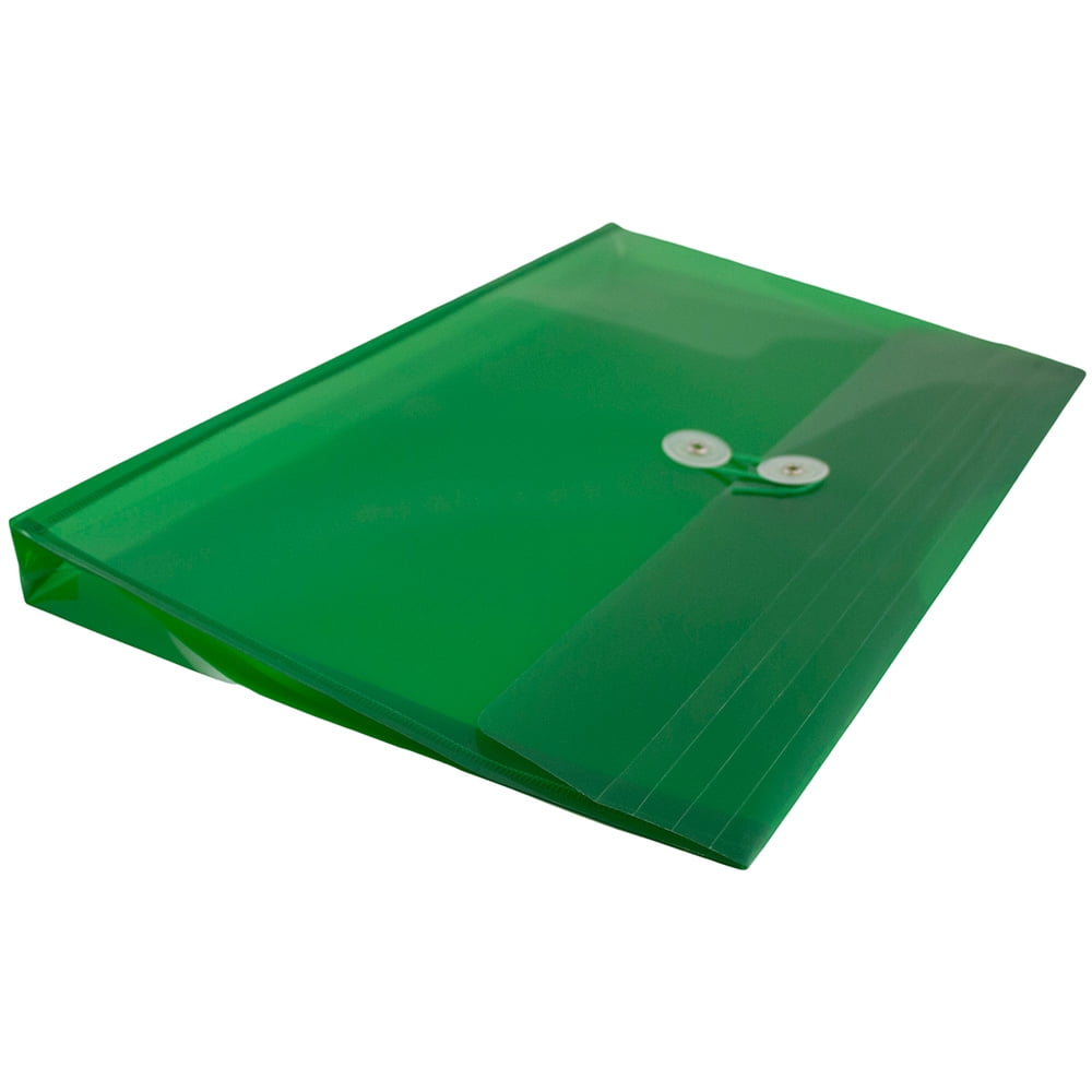 JAM Paper Plastic Envelopes with Button & String Tie Closure, Legal Booklet, 9 3/4 x 14 1/2, Green, 3/Pack