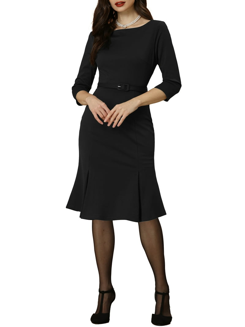 knee length dresses for ladies Petite Midi Slip Dress Black Cupro main image 1