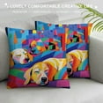 thumbnail image 3 of MDO Cute Dogs Pillow Cover Puppy Pets Animals Funny Curious Cartoon Dogs Lover Dalmatian Colorful Bulldog Pug Poodle Decorative Pillow Case Home Decor Square 18x18 Inches Pillowcase, 3 of 5