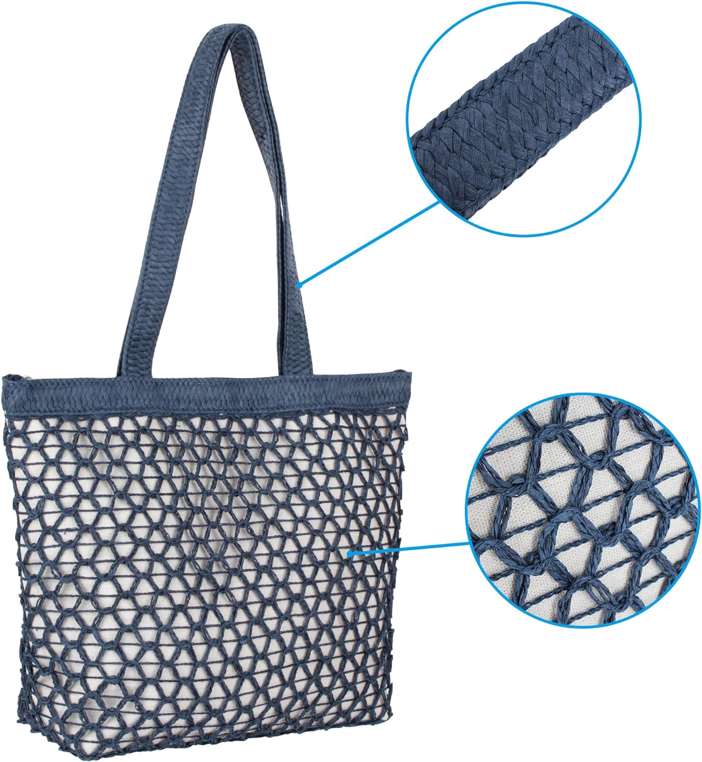 LinYooLi Cotton Crochet Beach Tote Bohemian Handmade Top Handle Bag Small Summer Boho Bag