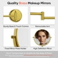 thumbnail image 3 of Espejo de maquillaje GURUN 8 montado en la pared con aumento de 10 aumentos, dorado, 3 of 7