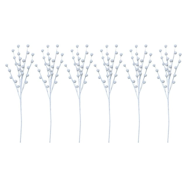 6pcs Artificial Berry Branches Artificial Berry Branch Crafts Decoration Durable white