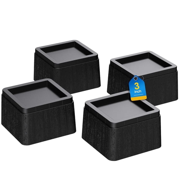 Bed Risers 3 inch, Adjustable Furniture Risers 3-6-9 inch, Bed Raisers for College Dorm Bed Sofa Table Couch Chair Blocks Set of 4 Black