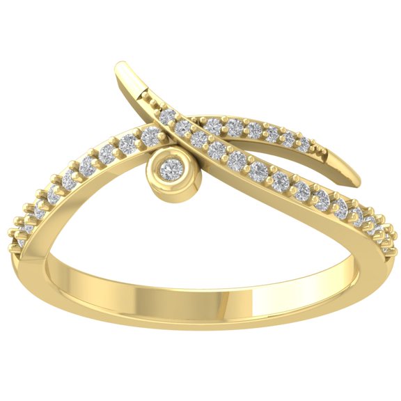 ARAIYA FINE JEWELRY 10K Yellow Gold Lab Grown Diamond Bypass Band Ring (1/5 cttw, D-F Color, VS Clarity), Size 7