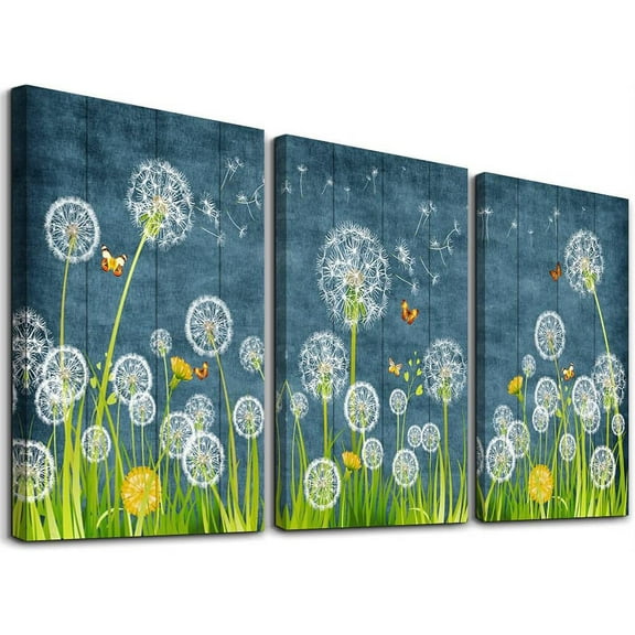 Canvas Wall Art For Living Room Family Wall Decorations For Bedroom Modern Bathroom Wall Decor Paintings Abstract White Dandelion Pictures Artwork Farmhouse Canvas Prints Kitchen Home Decor 3 Piece