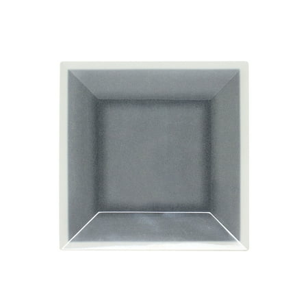 

10 Square Gray Melamine Plate With Ivory Edge Pack of 2