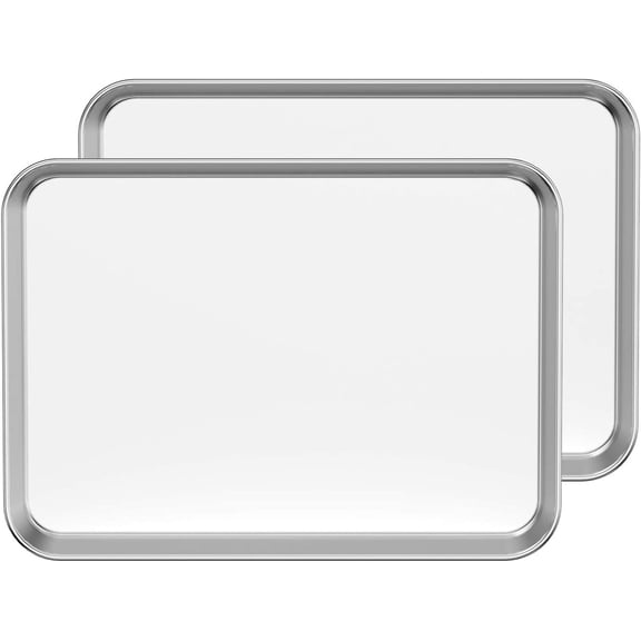 Baking Tray Set of 2, TRIANI Stainless Steel Oven Tray– Large Cookie Sheet Pan for Baking Cooking Serving - 16 x 12 x 1 inch, Healthy & Non Toxic, Easy Clean & Dishwasher Safe