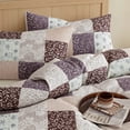 thumbnail image 4 of Exclusivo Mezcla 3-Piece Patchwork Queen Size Comforter Set, Microfiber Bedding Down Alternative Comforter for All Seasons with 2 Pillow Shams, Brown, 4 of 8