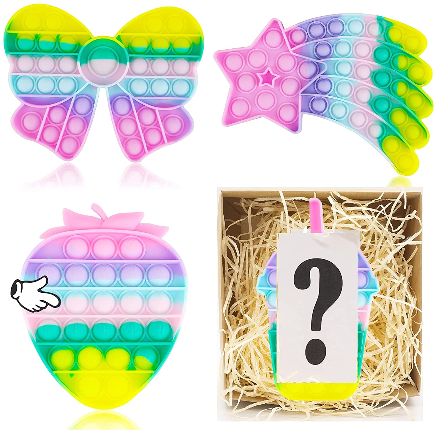 4 Pack Pop Fidget HTAIGUO Sensory Its Toy Popping Popper Poppet Anxiety