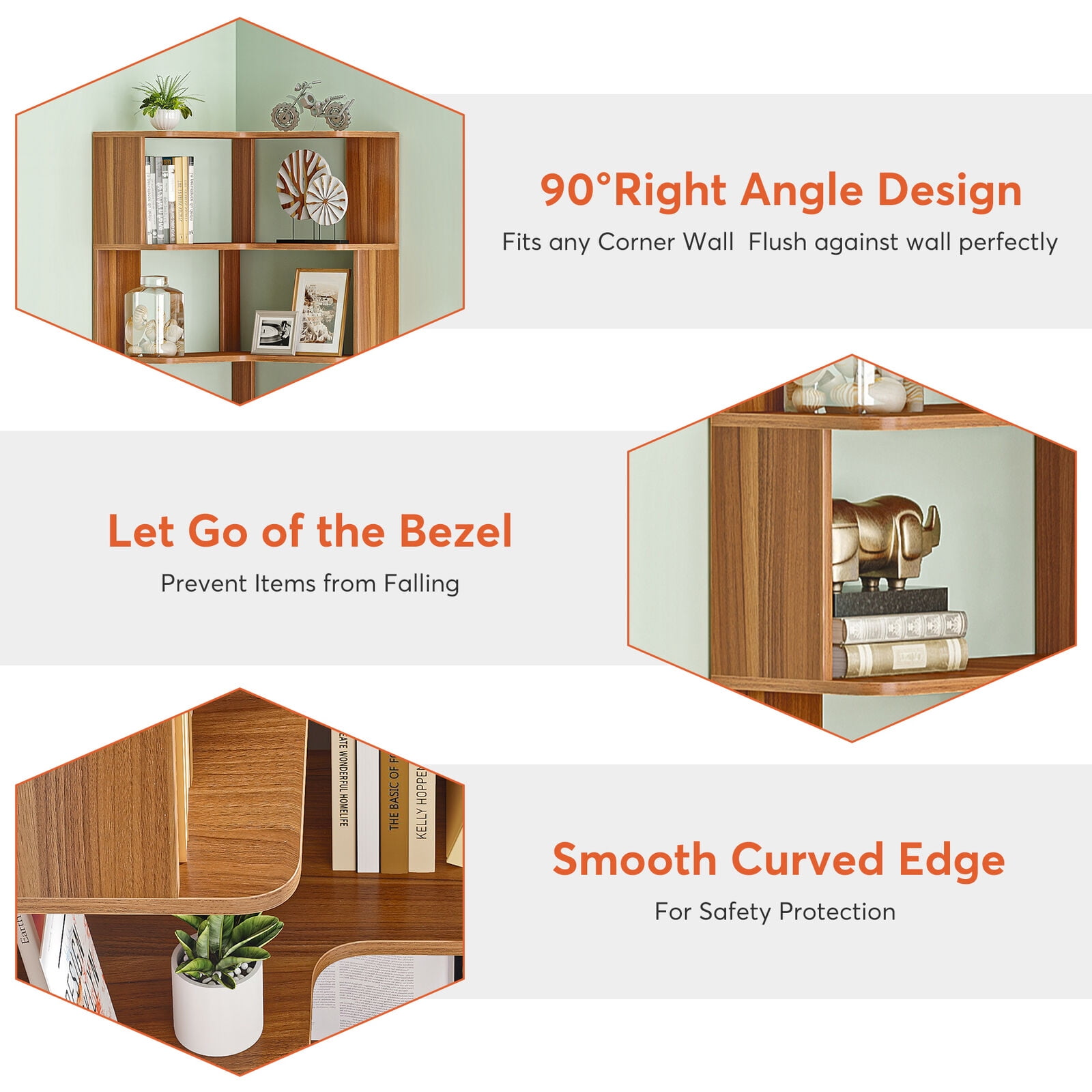 Tribesigns 6 Tier Corner Bookshelf 64.9