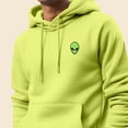 thumbnail image 5 of Dalix Alien Embroidered Fleece Zip Hoodie Cold Fall Winter Mens in Safety Green L Large, 5 of 5