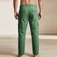 thumbnail image 6 of Mens Cotton Linen Golf Dress Pants with Cargo Pocket Classic Fit Flat Front Hidden Expandable Waist No Iron Wrinkle Free Business Casual formal Work to Weekend Big and Tall Size M-3XL Green, 6 of 7