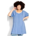 thumbnail image 1 of Avenue Women's Plus Size Swing Panel Tunic Top - Sky Blue, 1 of 3