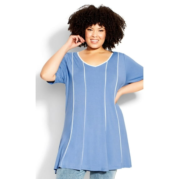 Avenue Women's Plus Size Swing Panel Tunic Top - Sky Blue