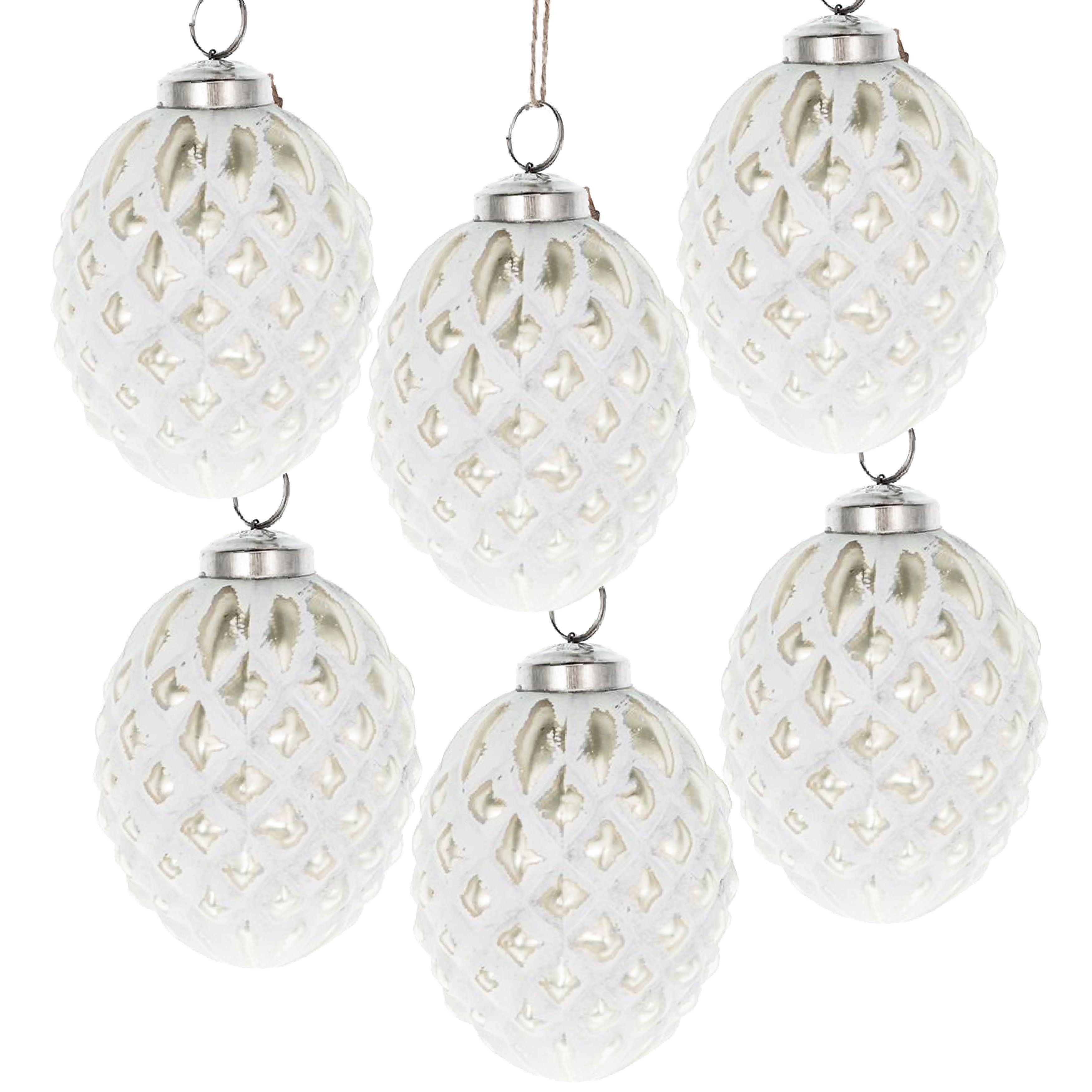 Glass Christmas Ball Ornament with Iron Accent Iridescent Finish Tree Garland Decor