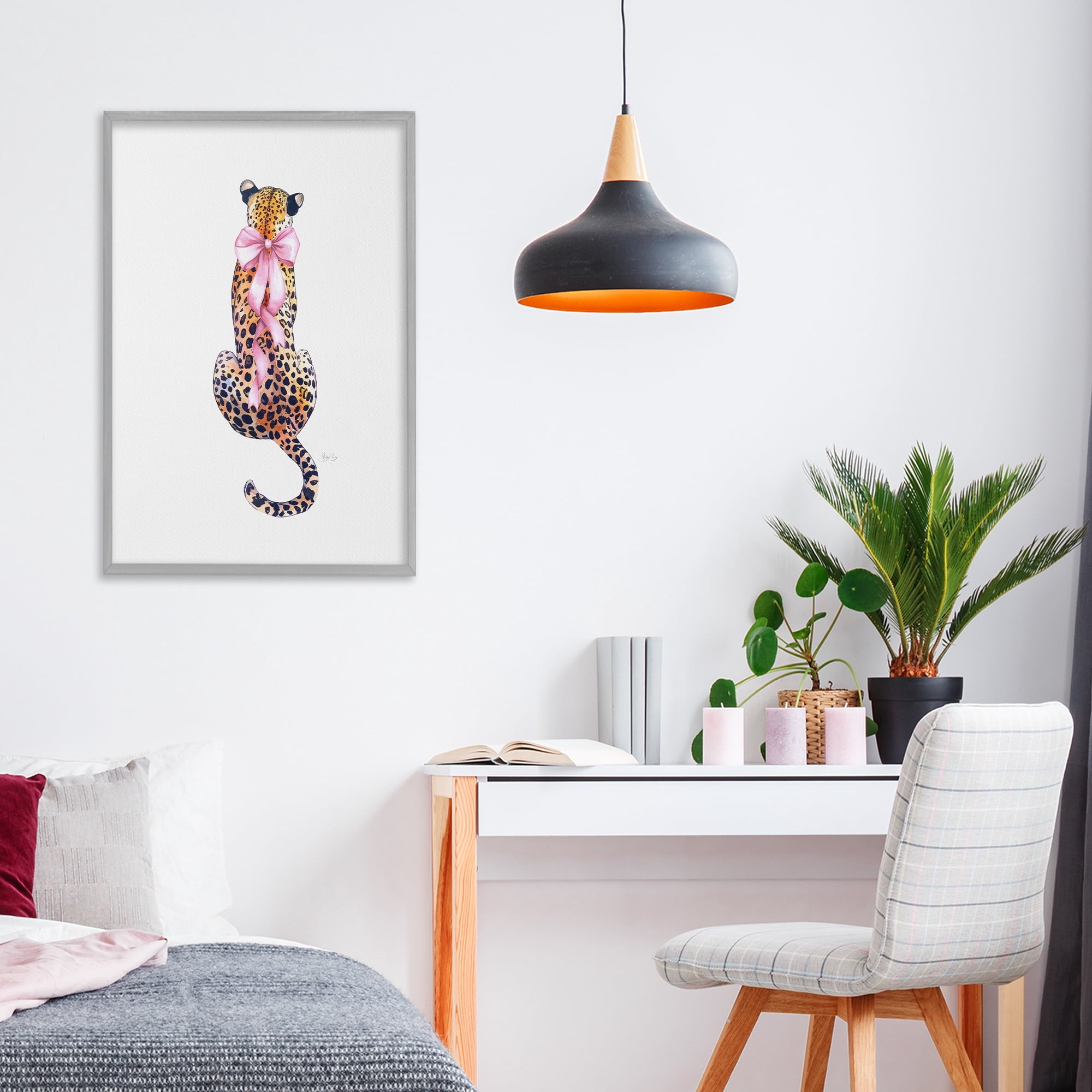 Stupell Industries Poised In Pink Cheetah Gray Framed Giclee Art, design by Shelly Craig