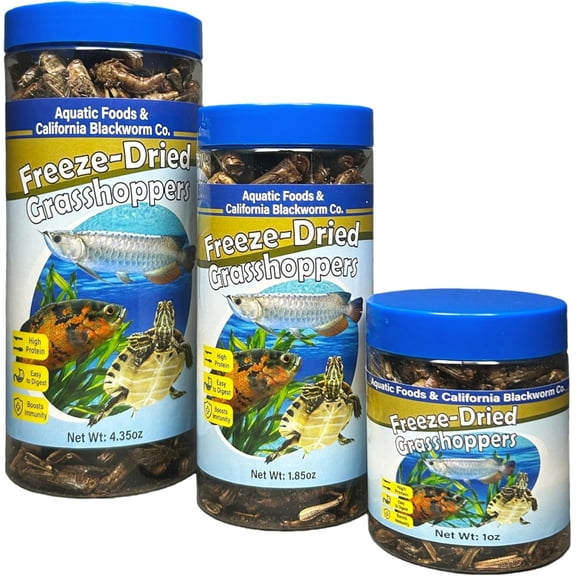 Grasshoppers, Freeze Dried Grasshoppers for Monster Fish, Reptiles, Turtles, Tortoises, Frogs, Hamsters, Birds, Rodents 1oz Canister