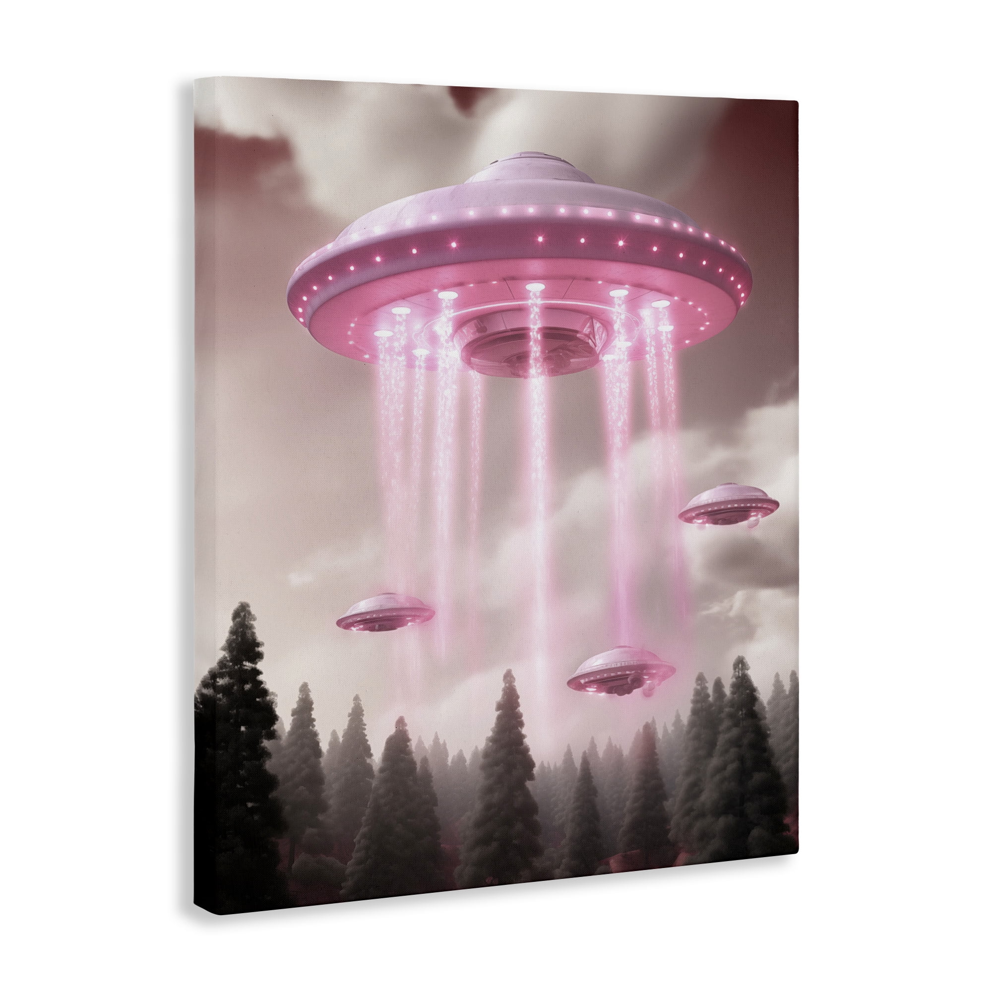 Glam UFO with Pink Beams Canvas Wall Art, design by Sasha