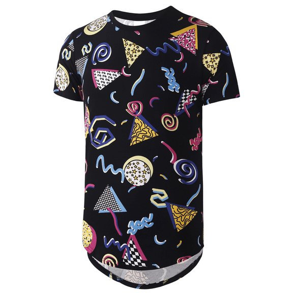 MSLLEN Print Hipster Clothing Short Sleeve T-Shirts For Men Black