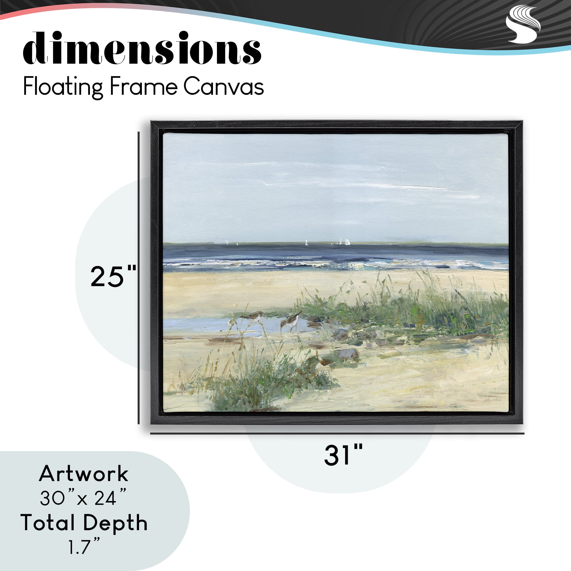 Stupell Industries Beach Marsh Sandpipers Black Framed Floater Canvas Wall Art, design by Sally Swatland