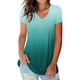 thumbnail image 3 of Camiseta de mujer con cuello en V, manga corta, gradiente superior, camiseta informal, verde, XXL Vogacara  AP001652-05, 3 of 5