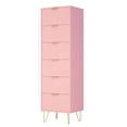 thumbnail image 2 of Woodpeckers Furniture and Mattress 6-Drawer Lingerie Chest - Gold Metal Legs, MDF Wood Storage Dresser for Bedroom-Color:Pink, 2 of 2