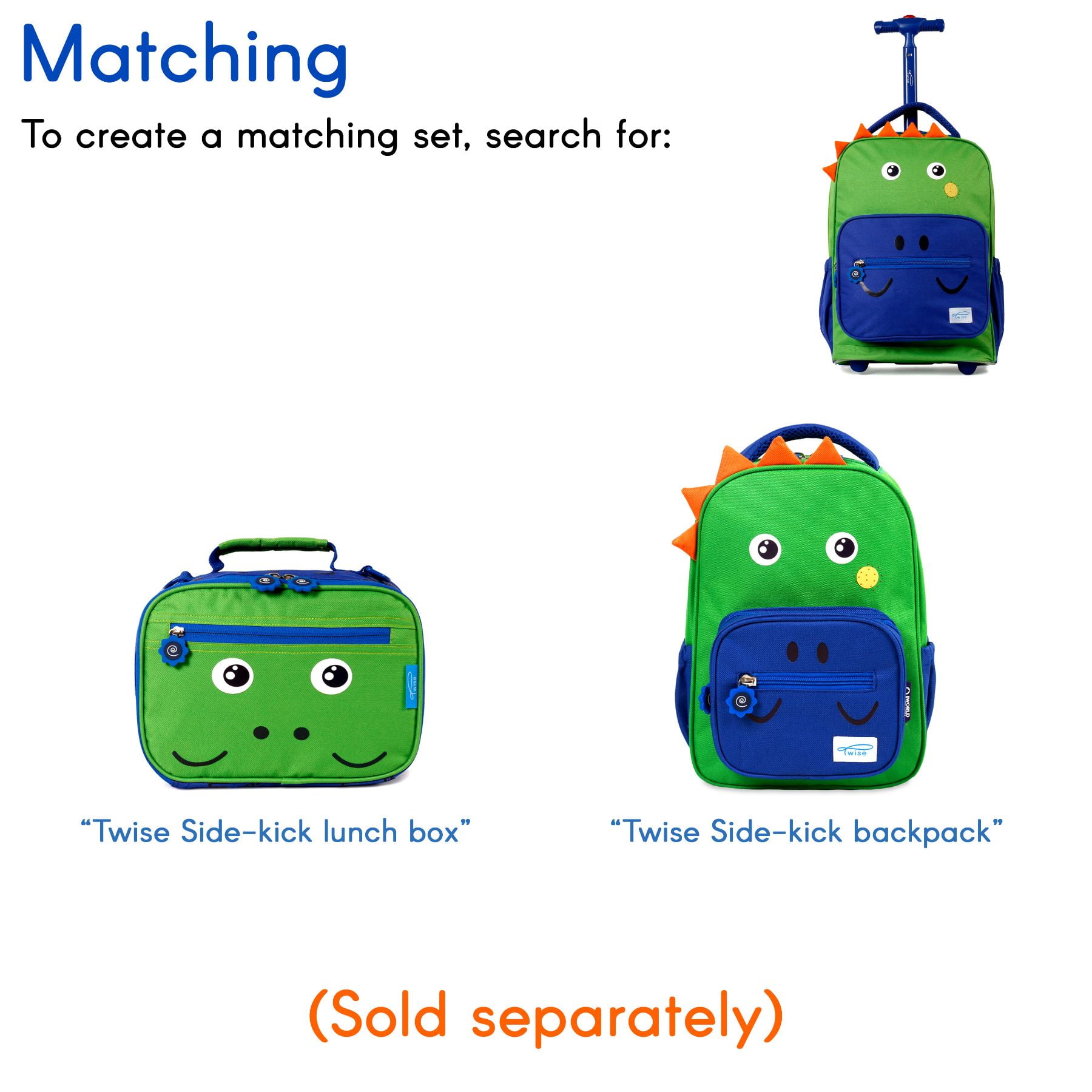 TWISE Twise Side-kick Rolling Backpack, Dino