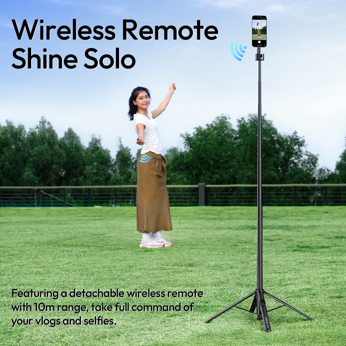 Ulanzi SK-21 Magnetic Auto-Open Tripod Selfie Stick Compatible with iPhone & Android, Extendable 6ft Tripod with Wireless Remote, Portable Magnetic Phone Stand for Travel, Vlogging