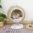 thumbnail image 6 of SussexHome Pets 15.75 x 15.75 x 22.45 Inches Swing Pet Hammock for Cats - Scratch Resistant Cozy Covered Cat Bed for Indoor Cats - Cushioned Cat Cave Bed - Vintage, 6 of 7