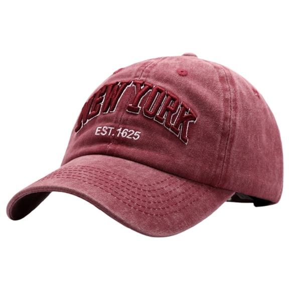 WELOIJEVBE Vintage Washed Denim Baseball Cap with Embroidered Letters Unisex New York Style Dad Hat