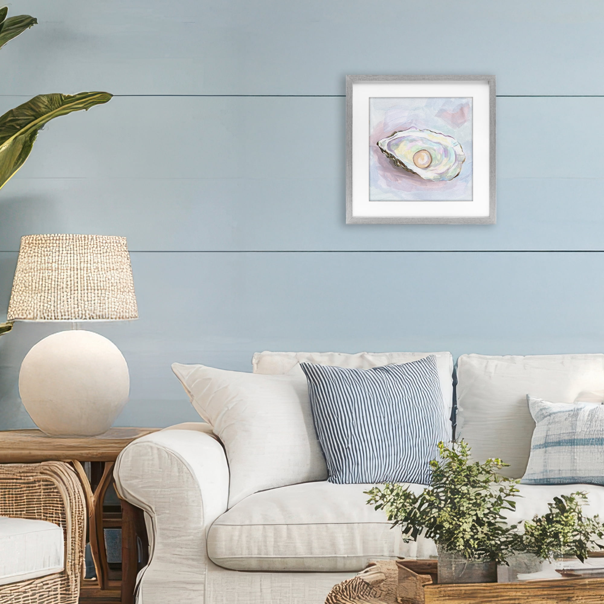 Stupell Industries Silent Opal Oyster Gray Framed Print Under Glass, design by Melissa Wang