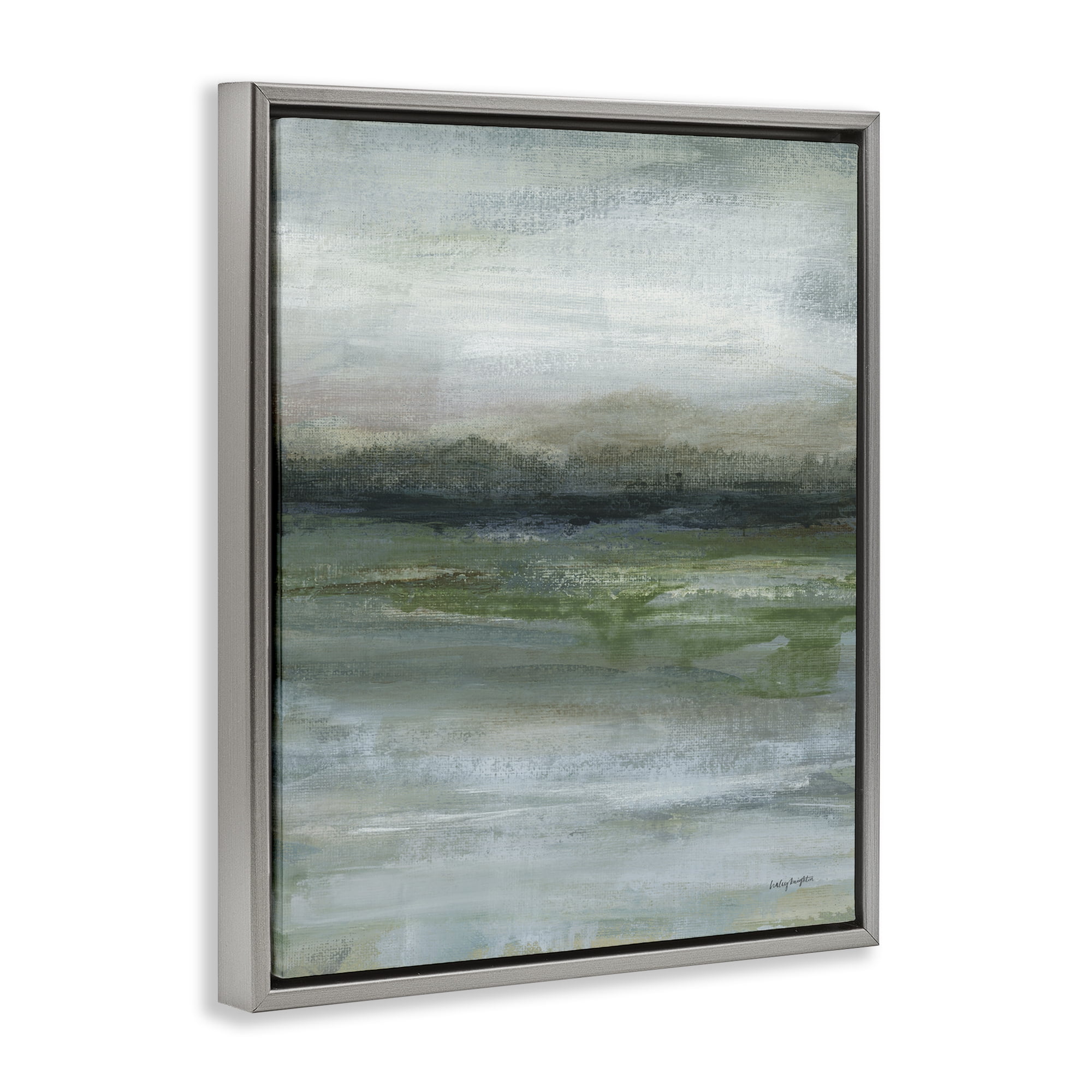 Stupell Industries Abstract Landscape View Abstract Painting Gray Floater Framed Canvas Art Print Wall Art, 25 x 31