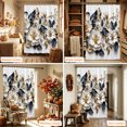thumbnail image 6 of Cream Gold Flowers Shower Curtain Set - Long 72" x 84" Washable Bathtub Curtain with 12 Hooks, Modern Blooms Floral Navy Blue Leaves Waterproof Fabric Stall Shower Curtains for Bathroom Décor, 6 of 8