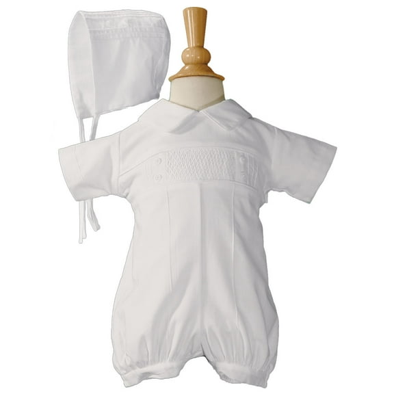 Baby Boys White Cotton Smocked Baptism Outfit Set (Baby)