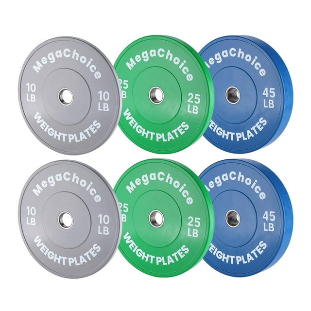 Kojooin Bumper Weight Plates,2-Inch Rubber Bumper Plates Set for Weight Lifting 10-100 lbs | Single,Pairs, Sets Multiple Options