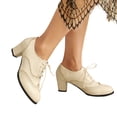 thumbnail image 4 of YLYL Women's Wingtip Oxfords Shoes Chunky Mid Heel Lace up Vintage Dressy Brogues Pumps Shoes, 4 of 9