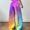 thumbnail image 5 of YIFUNIN Women's Printed Elastic Waist Wide Leg Pants, Tie Dye Gradient Casual Drawstring Trousers, Loose Fit Bohemian Style Fashion,Yellow XL, 5 of 5