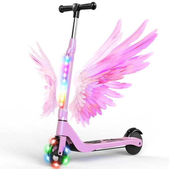 UNI-SUN Electric Scooter for Kids Ages 6-12, Lightweight and Adjustable Handlebar with Flashing Rainbow Lights, Glow PU Wheel