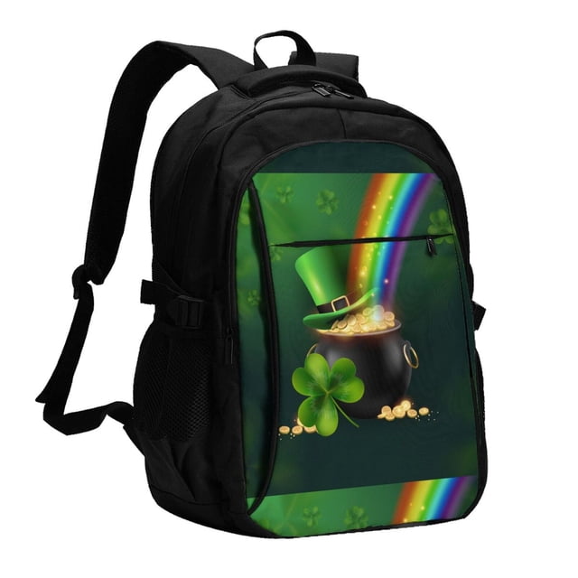 Balery St. Patrick's Day4 Mochila con carga USB para hombre y mujer - Mochila impermeable y antirrobo para portátil con puerto USB para viajes, trabajo, estudios y universidad