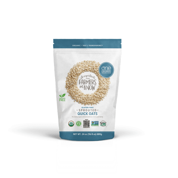 One Degree Organic Foods Gluten-Free Sprouted Quick Oats, 24 oz, Whole-Grain Oatmeal