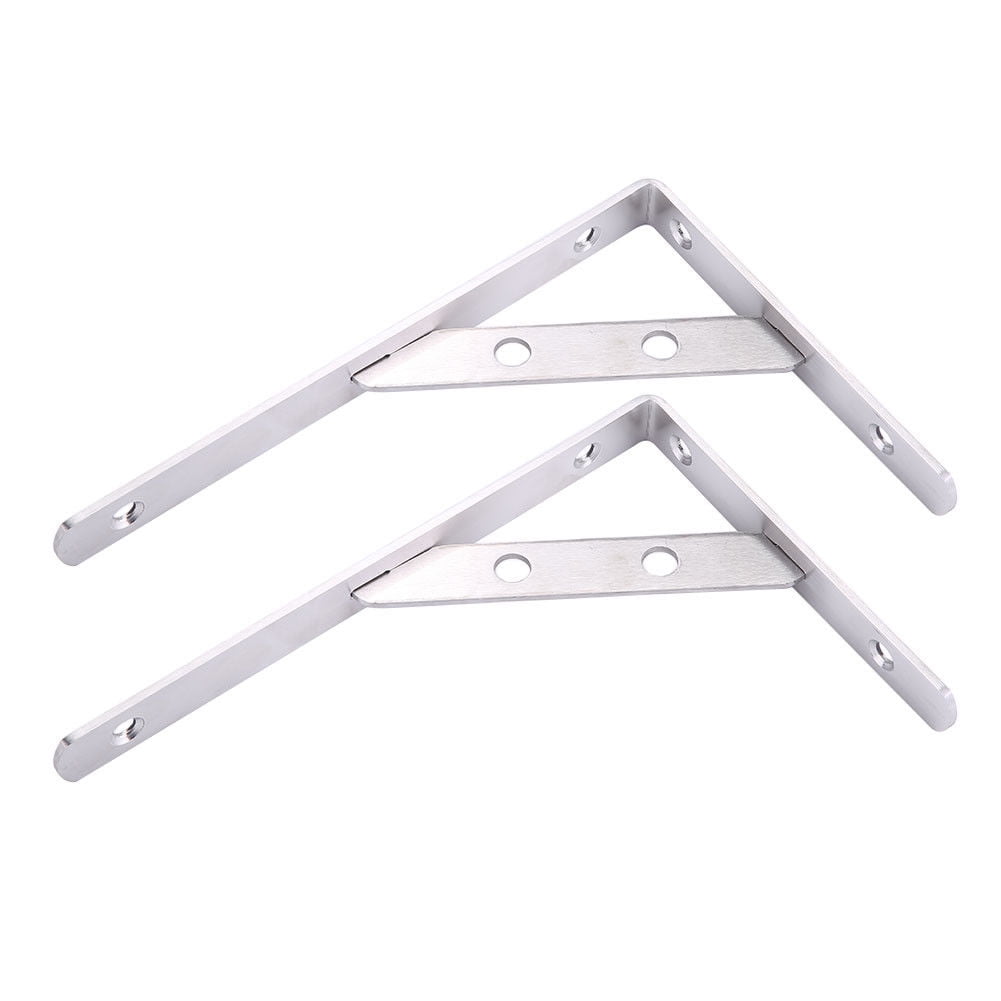 2Pcs 3mm Detachable Stainless Steel Wall Mounted Shelf Bracket LShaped