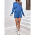 thumbnail image 5 of Ekouaer Sweater Sets Women 2 Piece Lounge Sets Long Sleeve Knit Pullover Tops Short Wide Leg Pants, 5 of 6