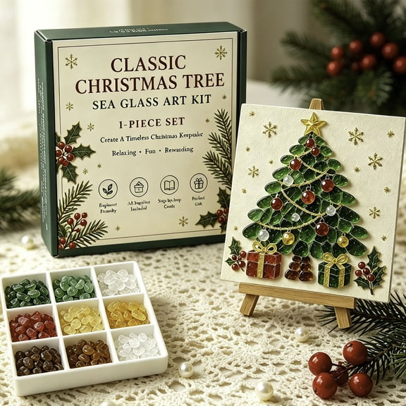 Sea Glass Art Kits for Adults,DIY Mosaic Craft Kit,Christmas Home Decorations for Beginner & Adults