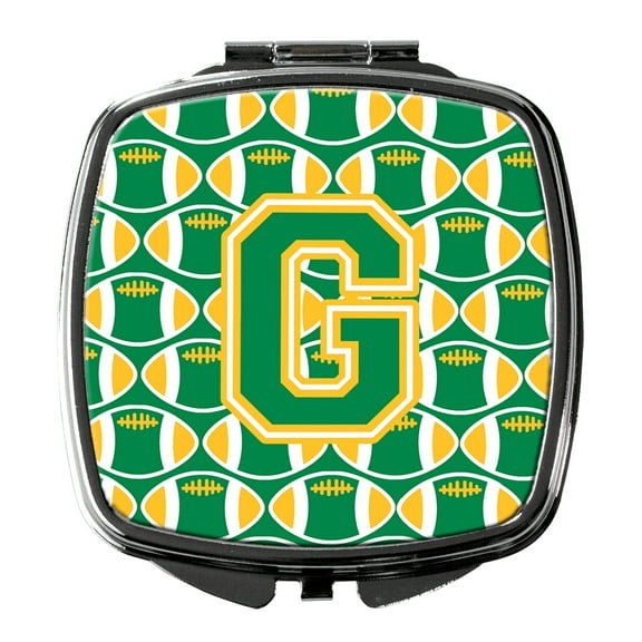 Letter G Football Green and Gold Compact Mirror CJ1069-GSCM