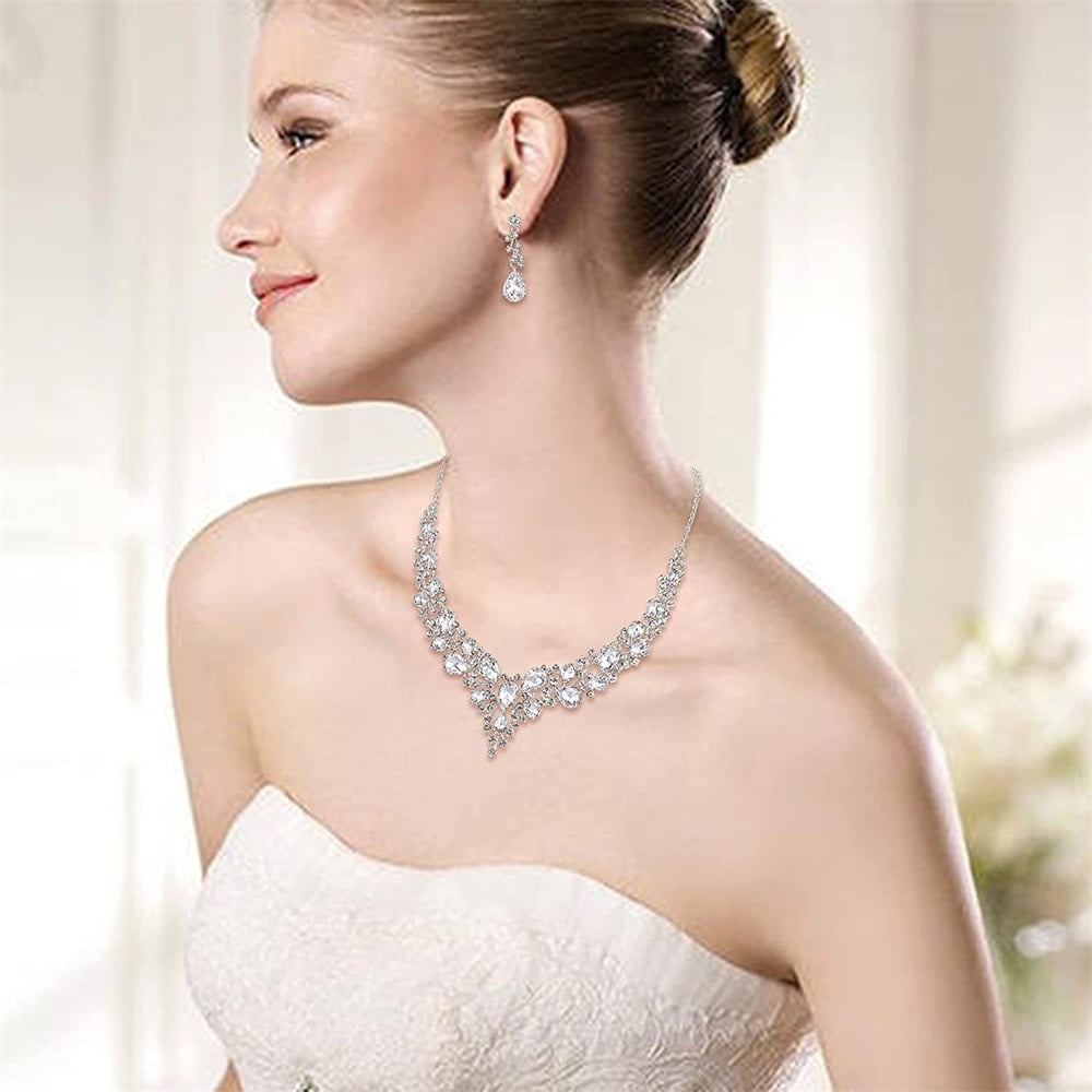 Lucie Bridal Double necklace set - Silver – SOKORA JEWELS